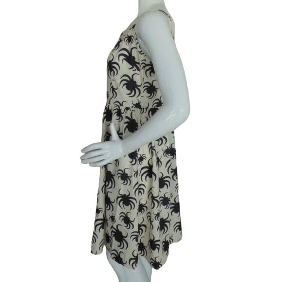 Spider Dress, M, Cream with black spiders all over, Spaghetti strap, Flowy skirt - Picture 7 of 12